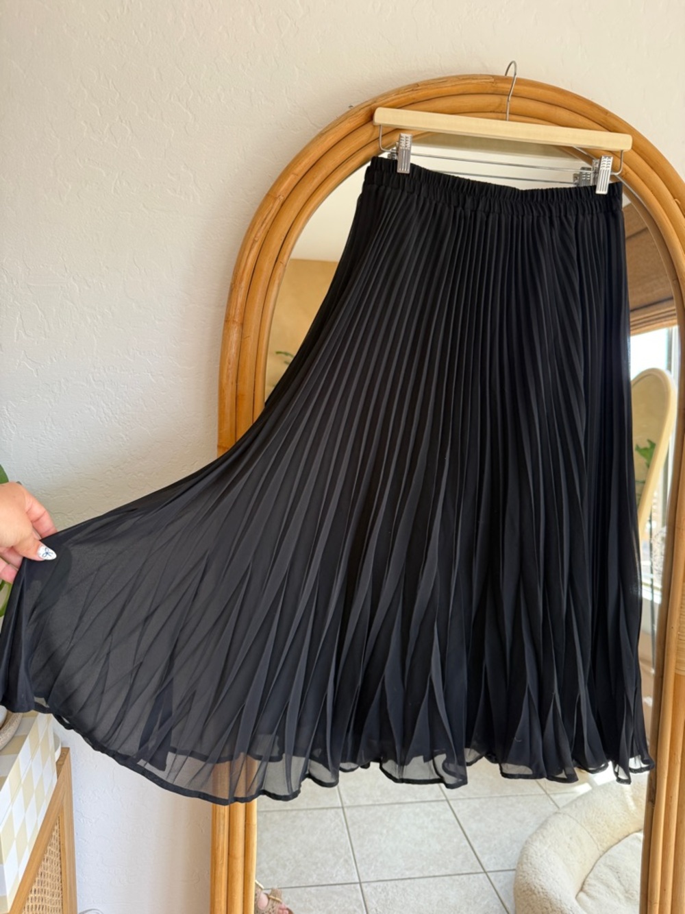 a new day Black Pleated Midi Skirt